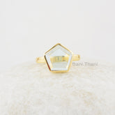 Crystal Quartz Gemstone Silver Ring - 11mm Star Shaped Ring - Gold Plated Ring - 925 Silver Ring - Handmade Jewelry - Womens Gift Jewelry